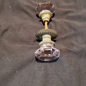 Vintage Glass Door Knob with Metal Accents